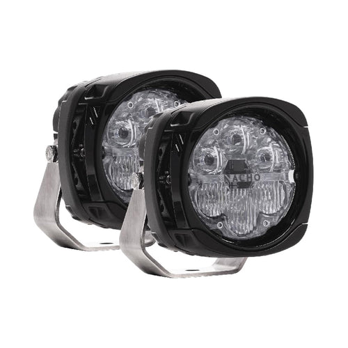 Quatro PM411 NACHO Spot Flood Combo Offroad LED Lightning 4 in 60W each Effective Lumens 14,400 Candela 124,000 - Pair