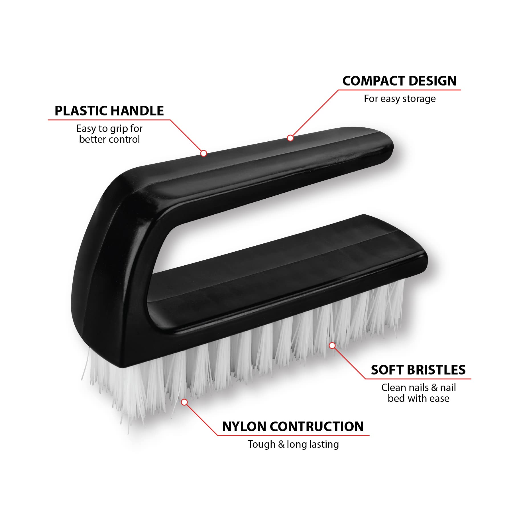 Nylon Bristle Performance Tool 20127 Fingernail Brush / Scrub Brush