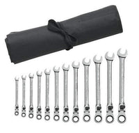 12 Pc. GEARWRENCH 12 Pt. XL Locking Flex Head Ratcheting Combination Wrench Set with Tool Roll, Metric - 85698R