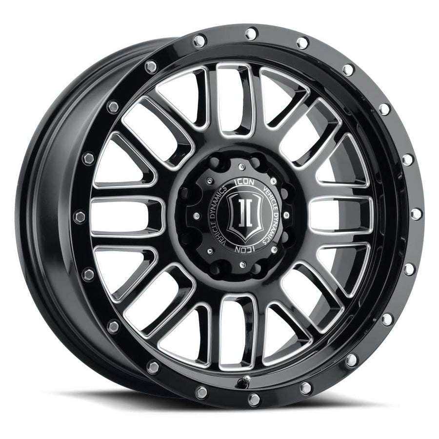 Alpha ICON Alloys, Gloss Black, Milled Windows, 20x9 / 8x6.5, 19mm OS, 5.75" BS, 1220908057GBMW