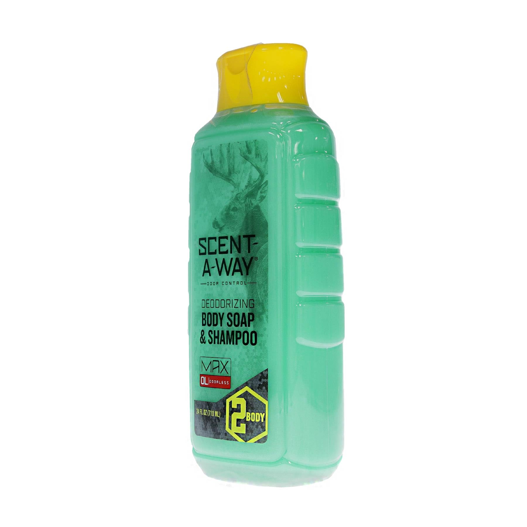Scent-A-Way MAX Liquid Body Soap & Shampoo - Hunters Specialties Hunting Odorless Green Soap Scent Eliminator for Hunters, Trappers, Anglers, and Campers - 24 OZ