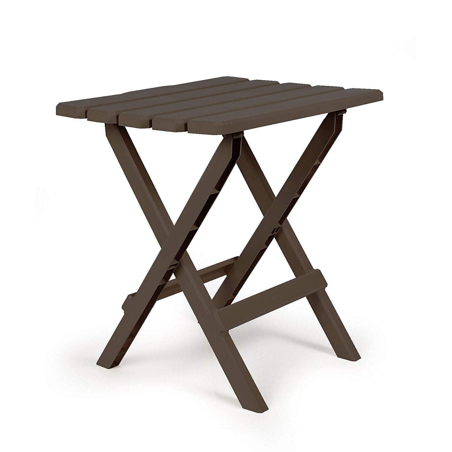 Camco 51886 Large Mocha Adirondack Portable Outdoor Folding Side Table, Perfect for The Beach, Camping, Picnics, Cookouts & More, Weatherproof & Rust Resistant
