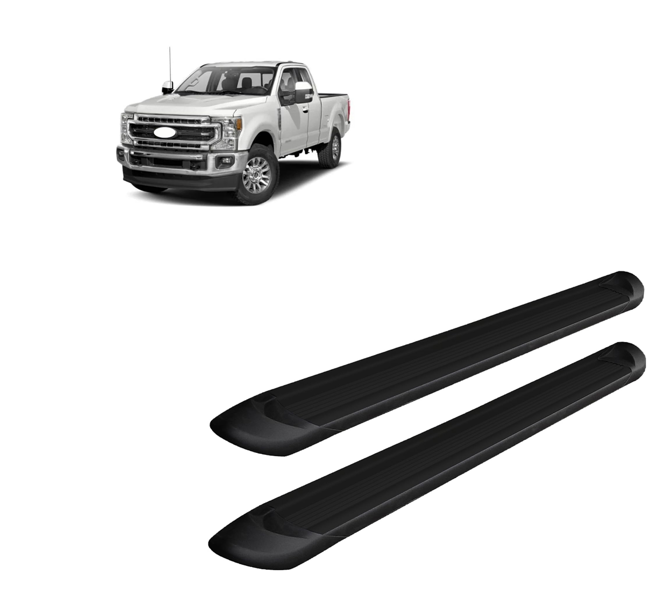 Black Aluminum Black Horse Transporter Running Boards Compatible with 2015-2024 Ford F-150 Super Cab / 2017-2024 F-250 350 450 550 Super Duty Super Cab