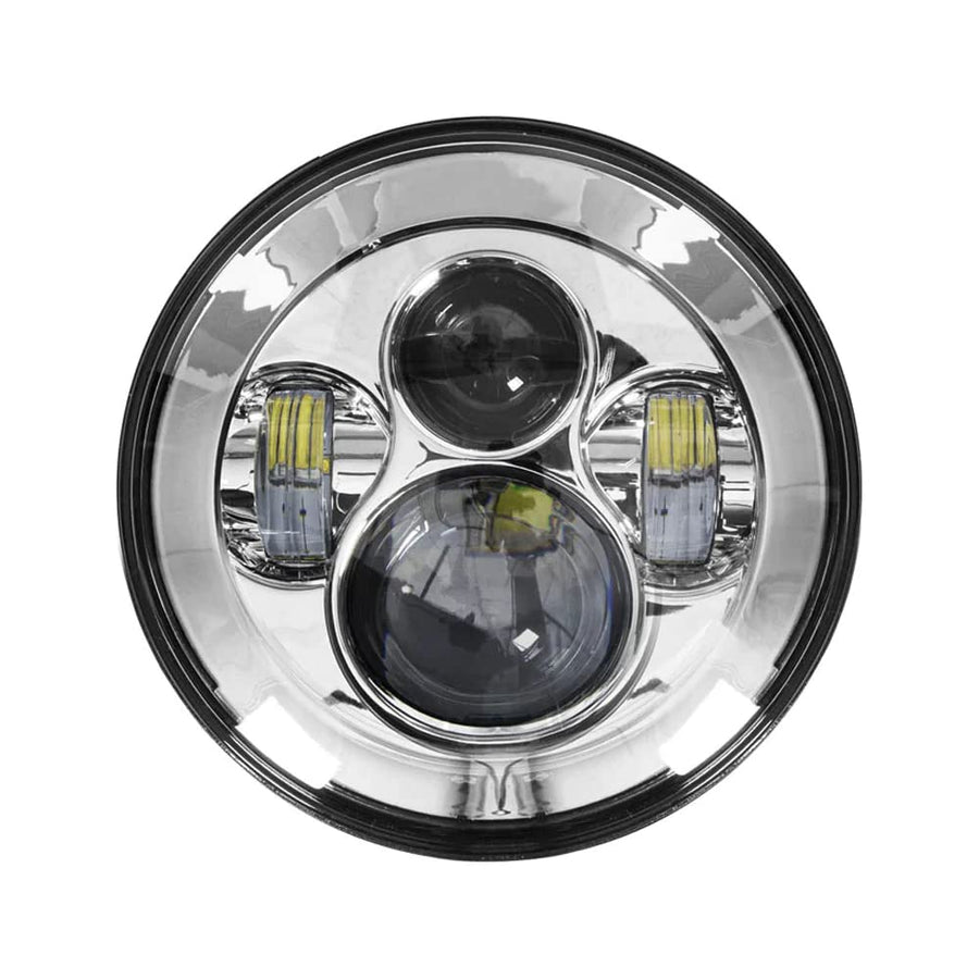METRA - Motorcycle Round Headlights with Silver Face - 7 Inch (BC-701S)