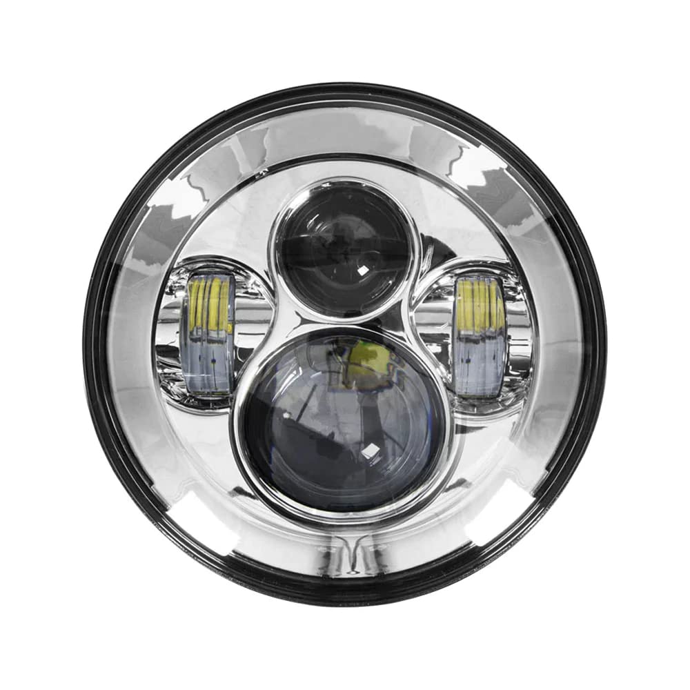 METRA - Motorcycle Round Headlights with Silver Face - 7 Inch (BC-701S)