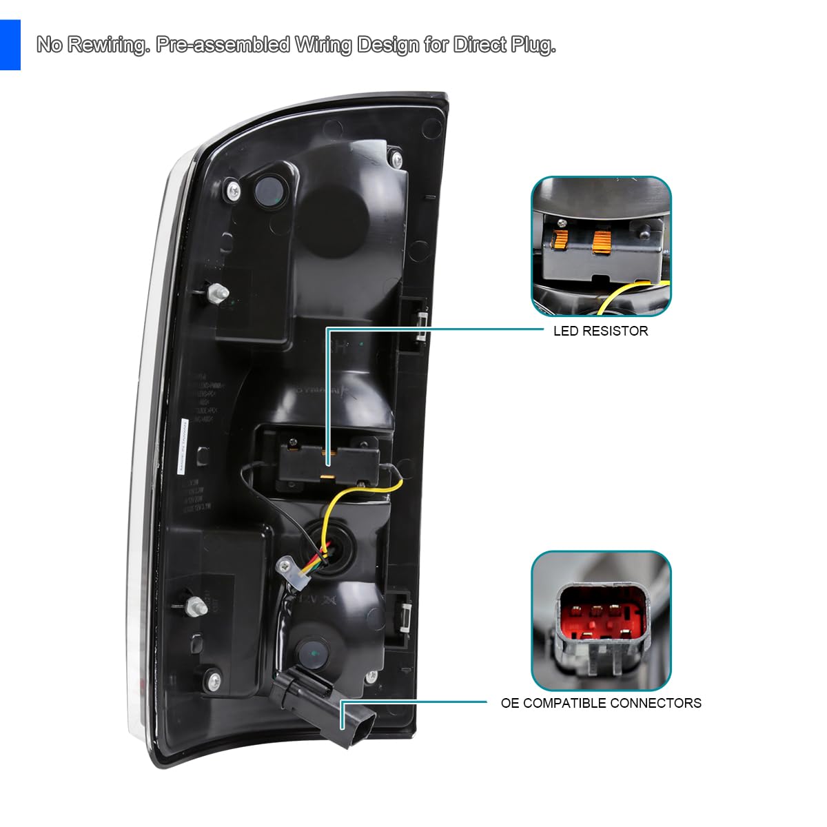 Black Tail Lights w/Red LED SPEC-D TUNING Compatible with 2002-2006 Dodge Ram 1500/2500 / 3500, Left + Right Pair Assembly