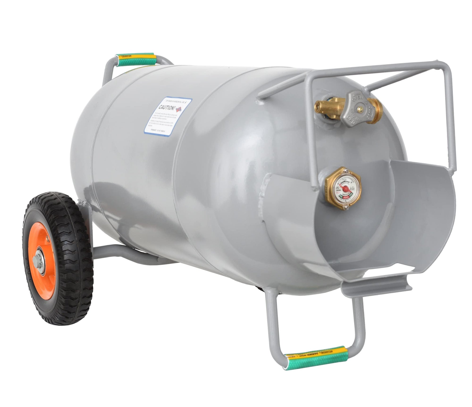 Flame King Empty 40LB Propane Tank with Wheels, Horizontal & Vertical LP Cylinder with Built-in Gauge for Fire Tables, Fire Pits, Patio Heaters, Barbeques, Lunch Trucks, Weed Torches and Truck Campers