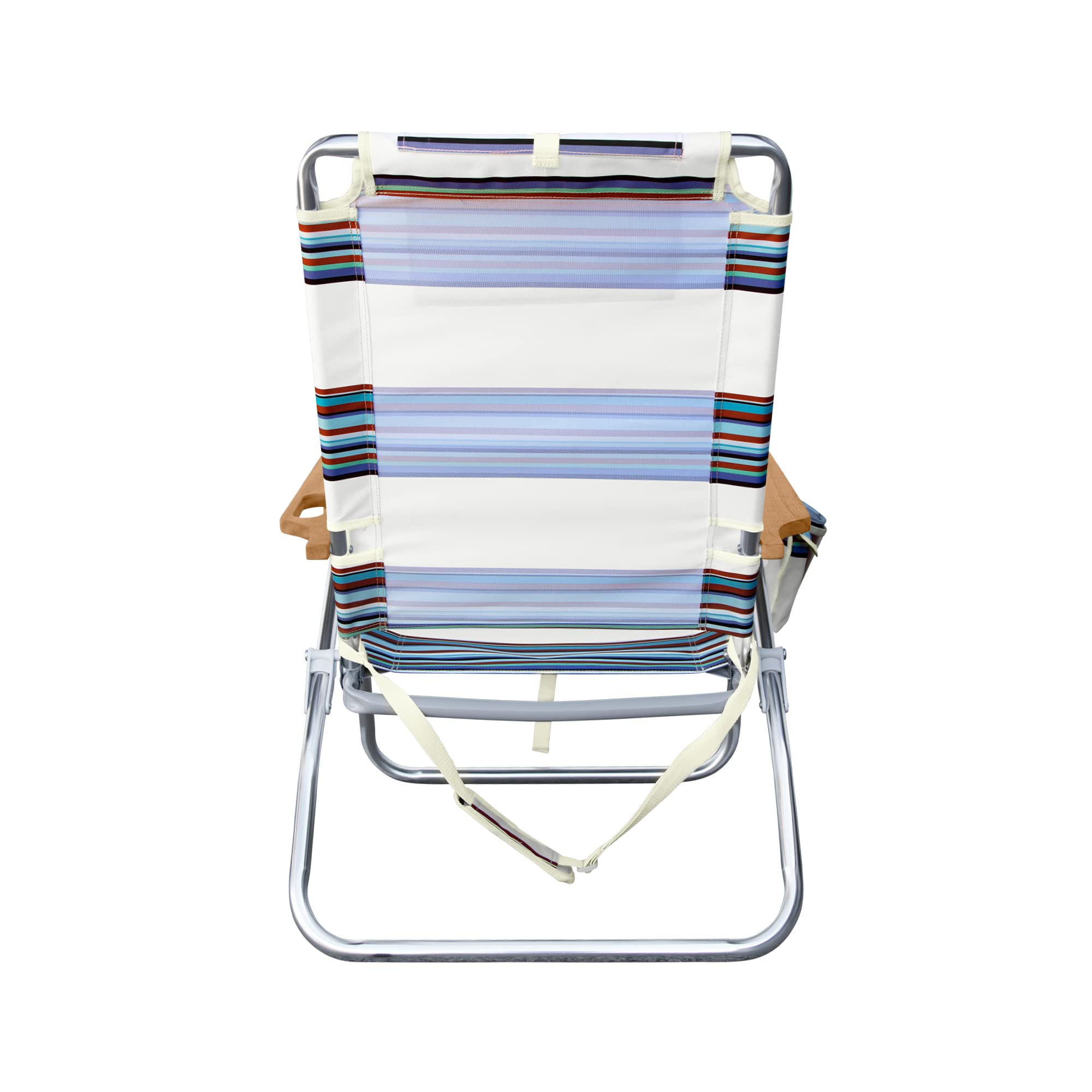 Hurley Beach Chair Mid-Height Wood Arm, One Size, Roman Stripe Bronzed Blue