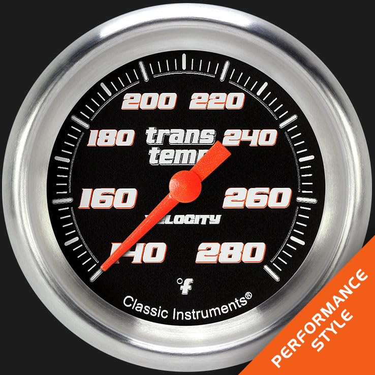 Velocity Black Classic Instruments 2 5/8" Transmission Temperature Gauge VS327BAPF