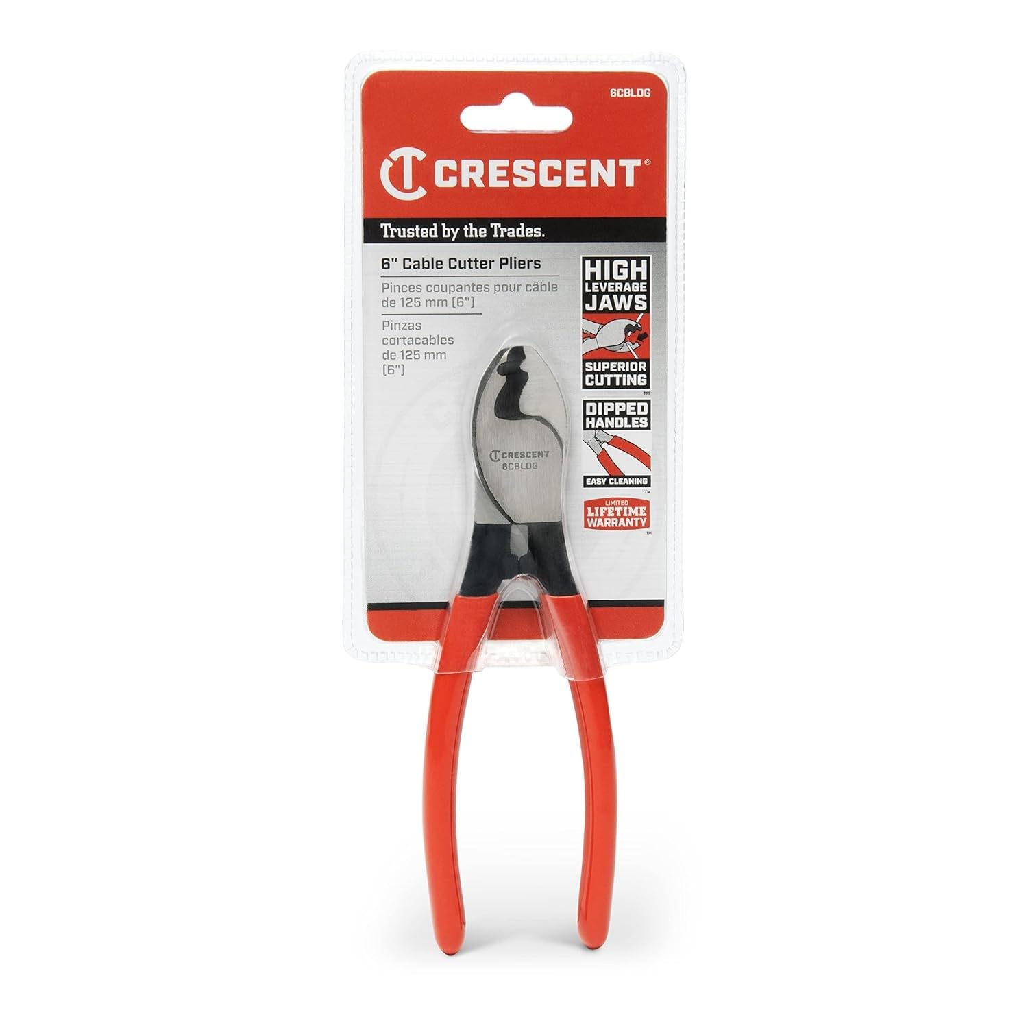Crescent Cable Cutter, Pliers Dipped Handle - Premium Cutting Pliers with Sheer-Cut Blades & Ergonomic Grip - Professional-Grade Hand Tool - 6" - 6CBLDG