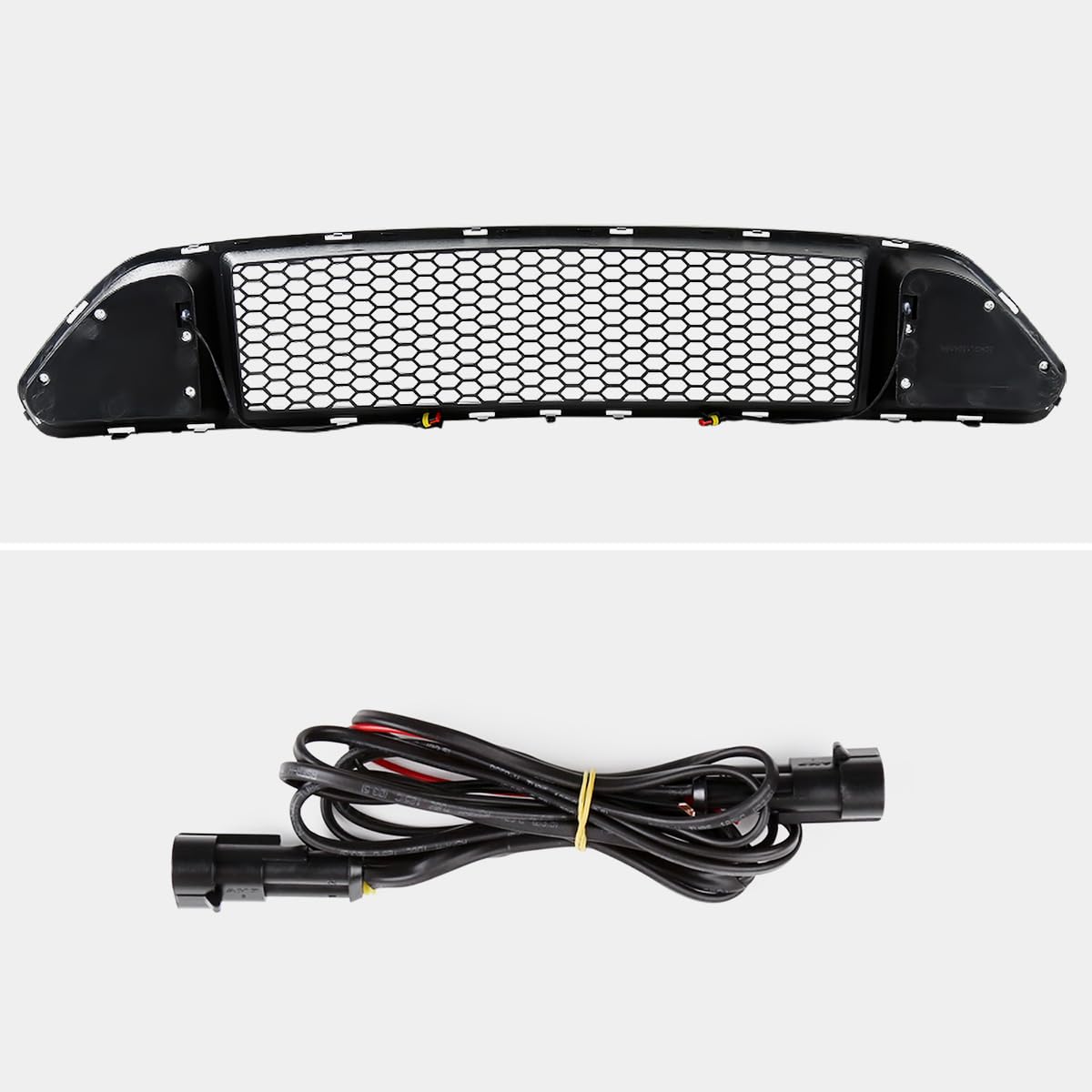 Front Upper Hood Mesh Grille w/Bright LED Light Tube Bar Spec-D Tuning Compatible with 2015-2017 Ford Mustang