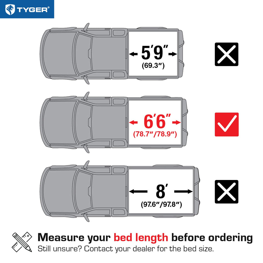 Tyger Auto T2X Soft Roll-up Low Profile in Fabric Truck Bed Tonneau Cover Compatible with 2019-2026 Chevy Silverado GMC Sierra 1500 (Not fit 19 LD/Limited) | 6'7" (79") Bed | TG-BCXC3945