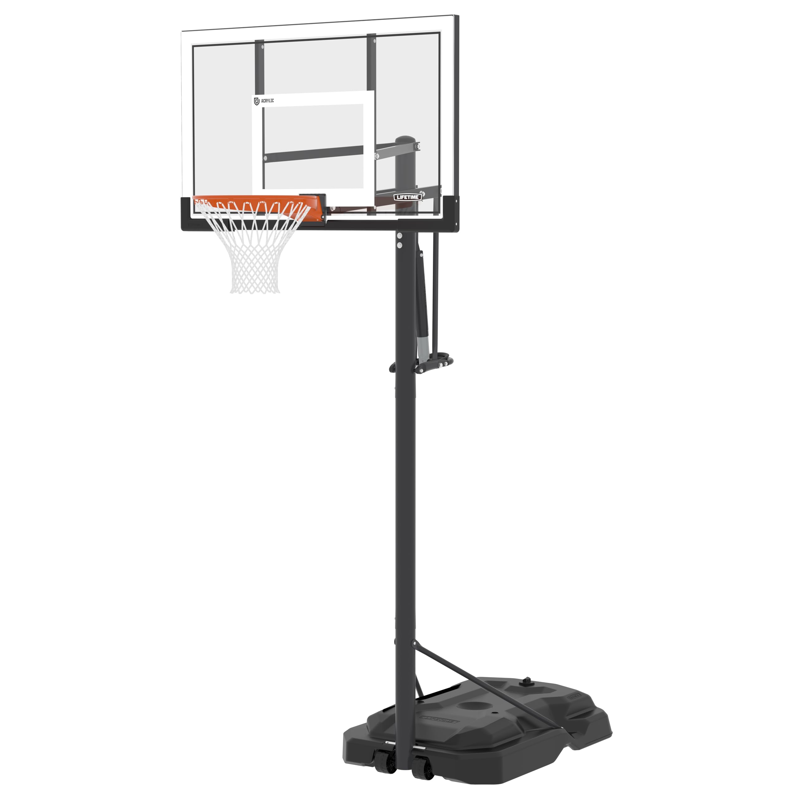 54 Inch Lifetime Portable Basketball Hoop, Steel-Framed Acrylic Backboard