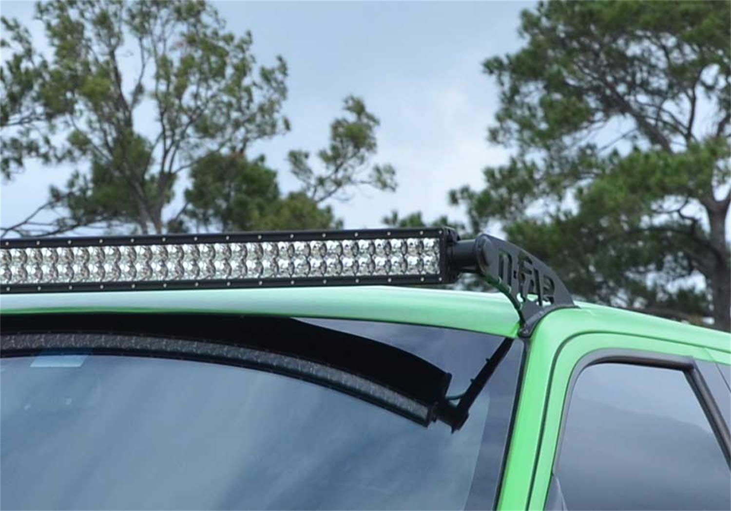 Roof Top Light Bar Mount N-Fab | Textured Black, For 1 - 49-Series Light Bar (49in - 50 3/8in) | D0949LR-TX | Fits 2009-2019 Dodge 1500, 2010-2018 RAM 2500 / 3500