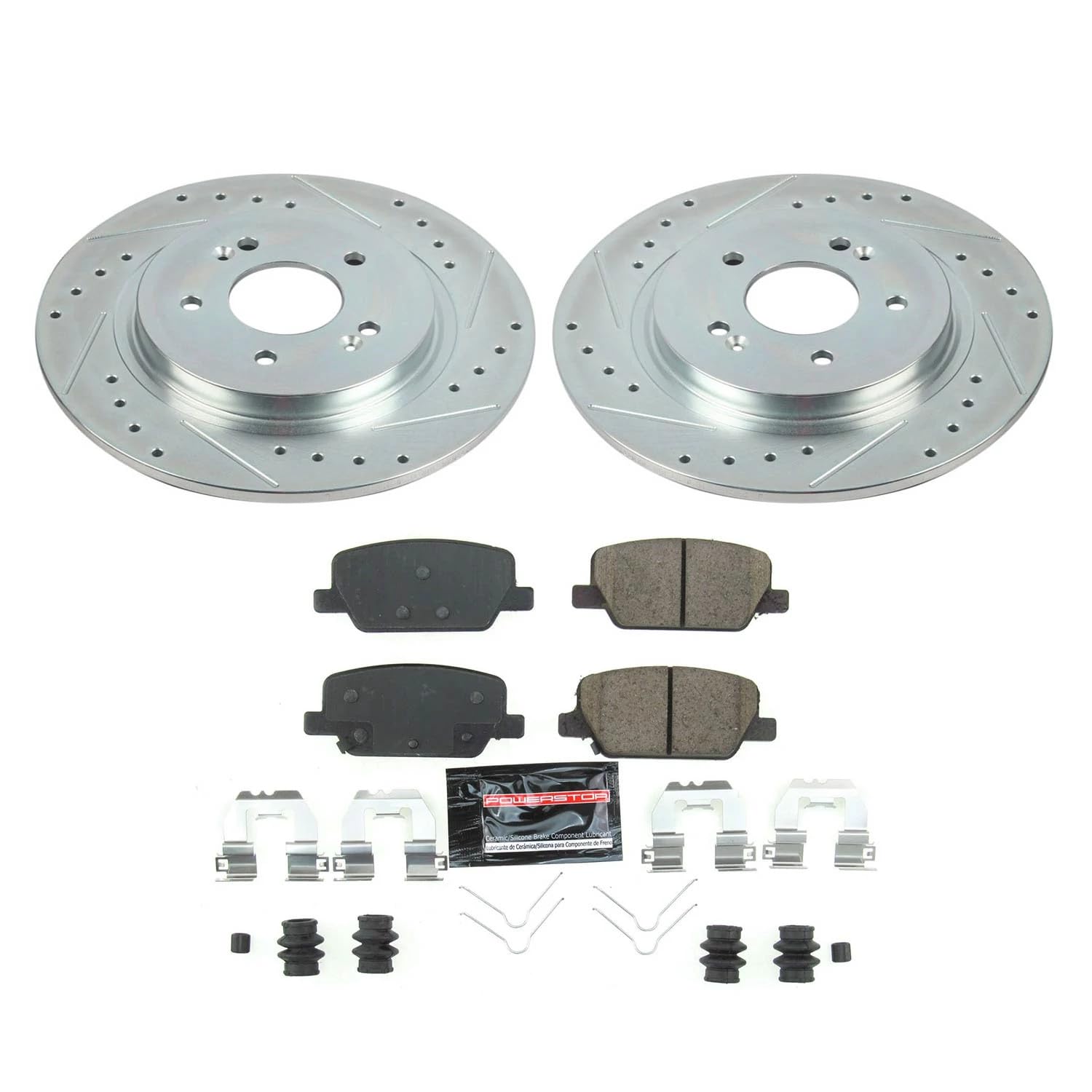 Z23 Power Stop K8310 Rear Brake Kit-Drilled/Slotted Brake Rotors & Carbon Ceramic Brake Pads