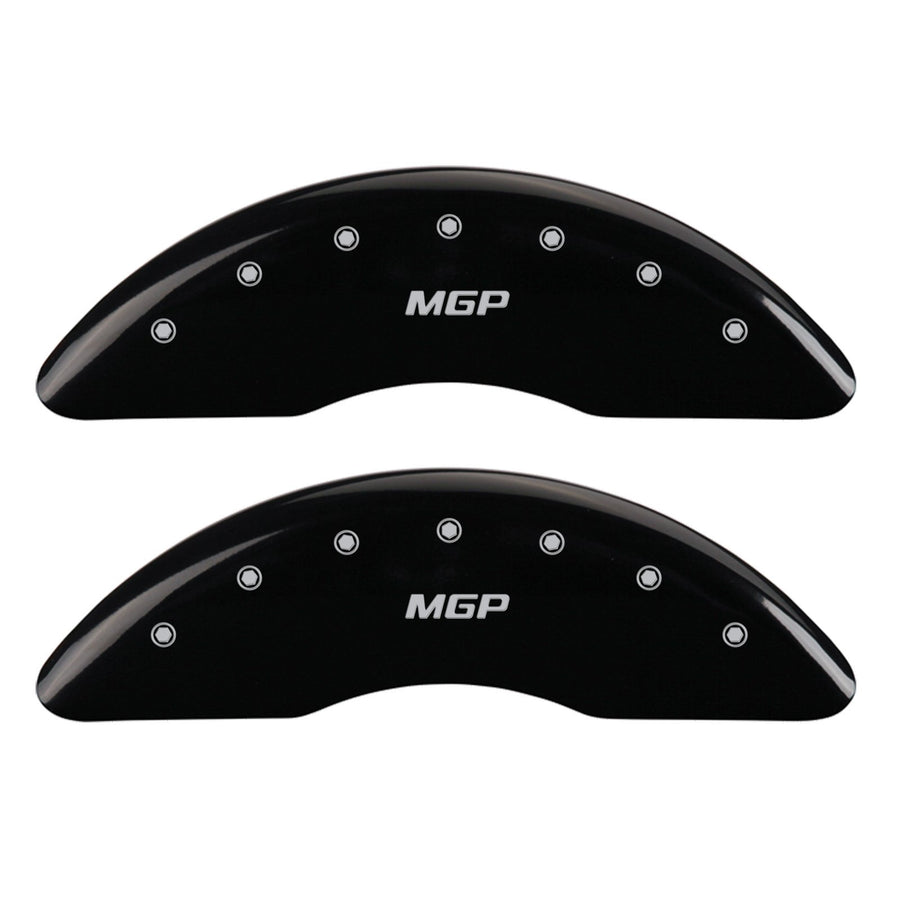MGP 'MGP' Engraved Caliper Covers 19004SMGPBK with Black Powder Coat Finish and Silver Characters, (Set of 4)