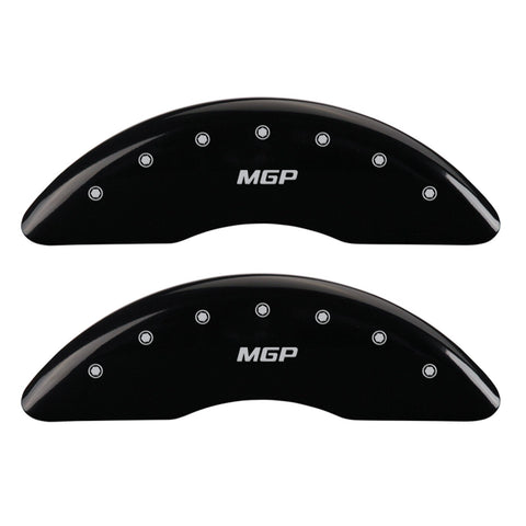MGP 'MGP' Engraved Caliper Covers 38017SMGPBK with Black Powder Coat Finish and Silver Characters, (Set of 4)