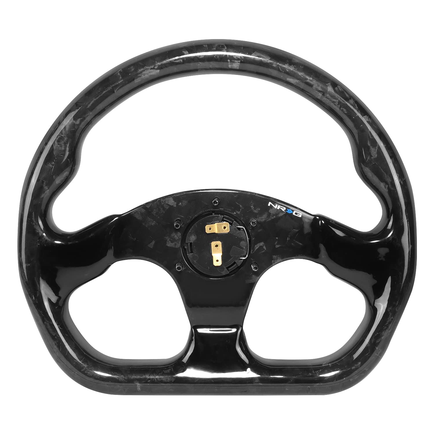 NRG Innovations Carbon Fiber Steering Wheel NRG-ST-009FC-BK Shinny Black Forged 320mm, 3 Spoke Flat Bottom Wheel