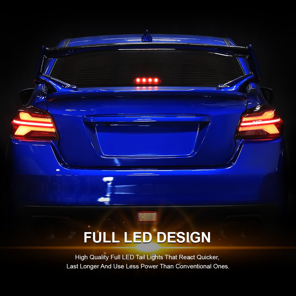 Full LED Black Tail Lights SPEC-D TUNING w/Sequential Signal, Startup Animation Compatible with 2015-2021 Subaru WRX and WRX STI
