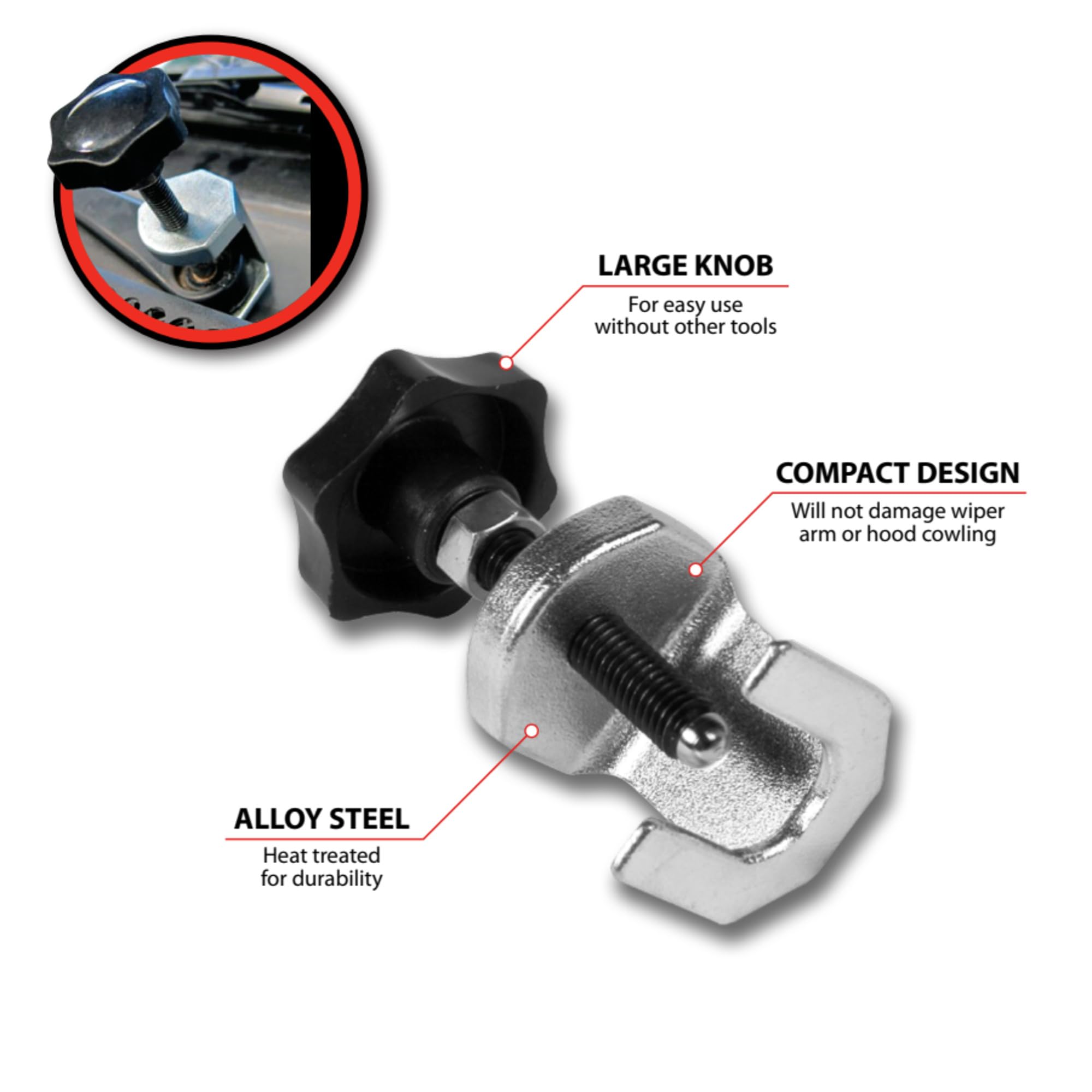 W86555 Performance Tool - Heavy Duty Wiper Arm Puller Tool for Easy Removal without Damage - Heat Treated Alloy Steel for Most Cars and Light Trucks