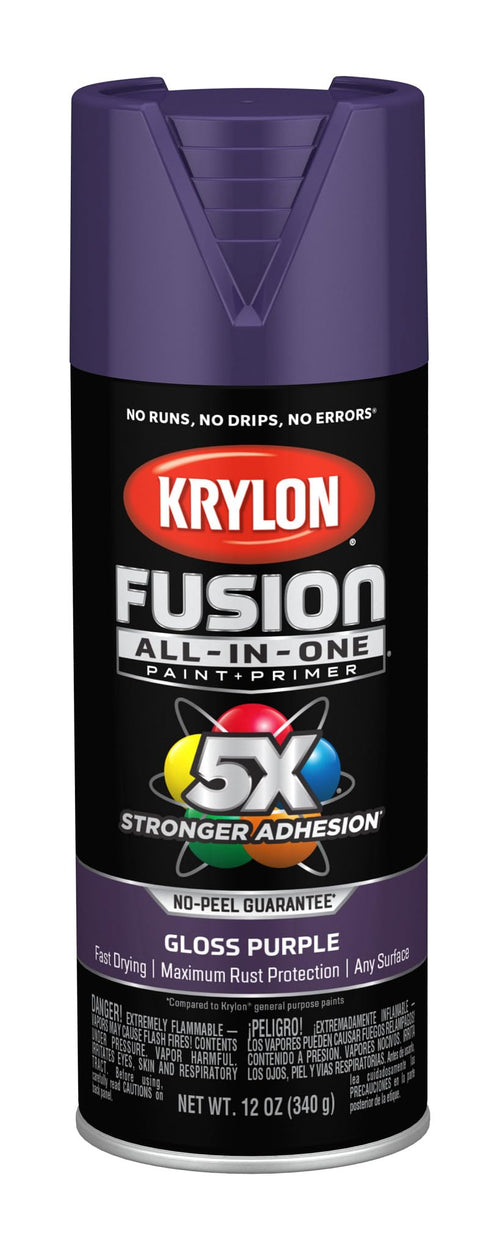 Fusion Krylon All-In-One Adhesive Spray Paint for Indoor/Outdoor Use, 12 oz, Purple
