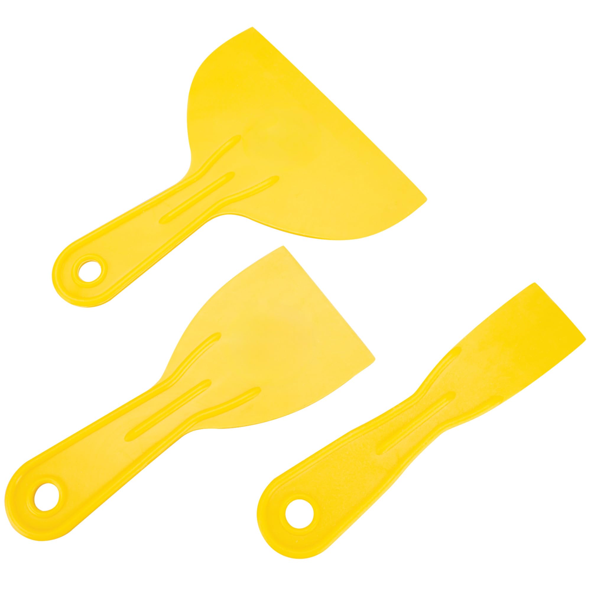 3 Pc. Performance Tool Plastic Putty Knife Set, 7 In., 1.5-6" Wide, Durable Polypropylene, Contoured Blades, Washable, Yellow