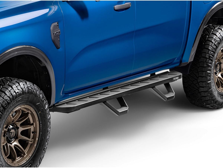 Go Rhino Running Boards RB20, Mounting Brackets, & 2 Pair of Drop Steps | Galvanized Steel, Textured Black | 6940588020PC | Fits 2014-2018 Chevrolet Silverado/GMC Sierra 1500 Double Cab (See Descr.)