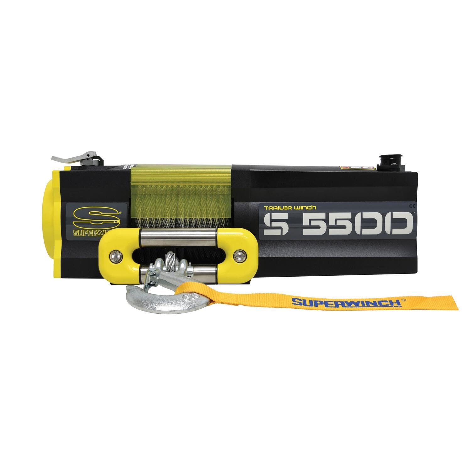 S5500 Superwinch 1455200 Trailer Winch 5500lb(2495kg) Single Line Pull with Roller Fairlead 9/32" x 60' Steel Rope 30.5ft Corded Handheld Remote