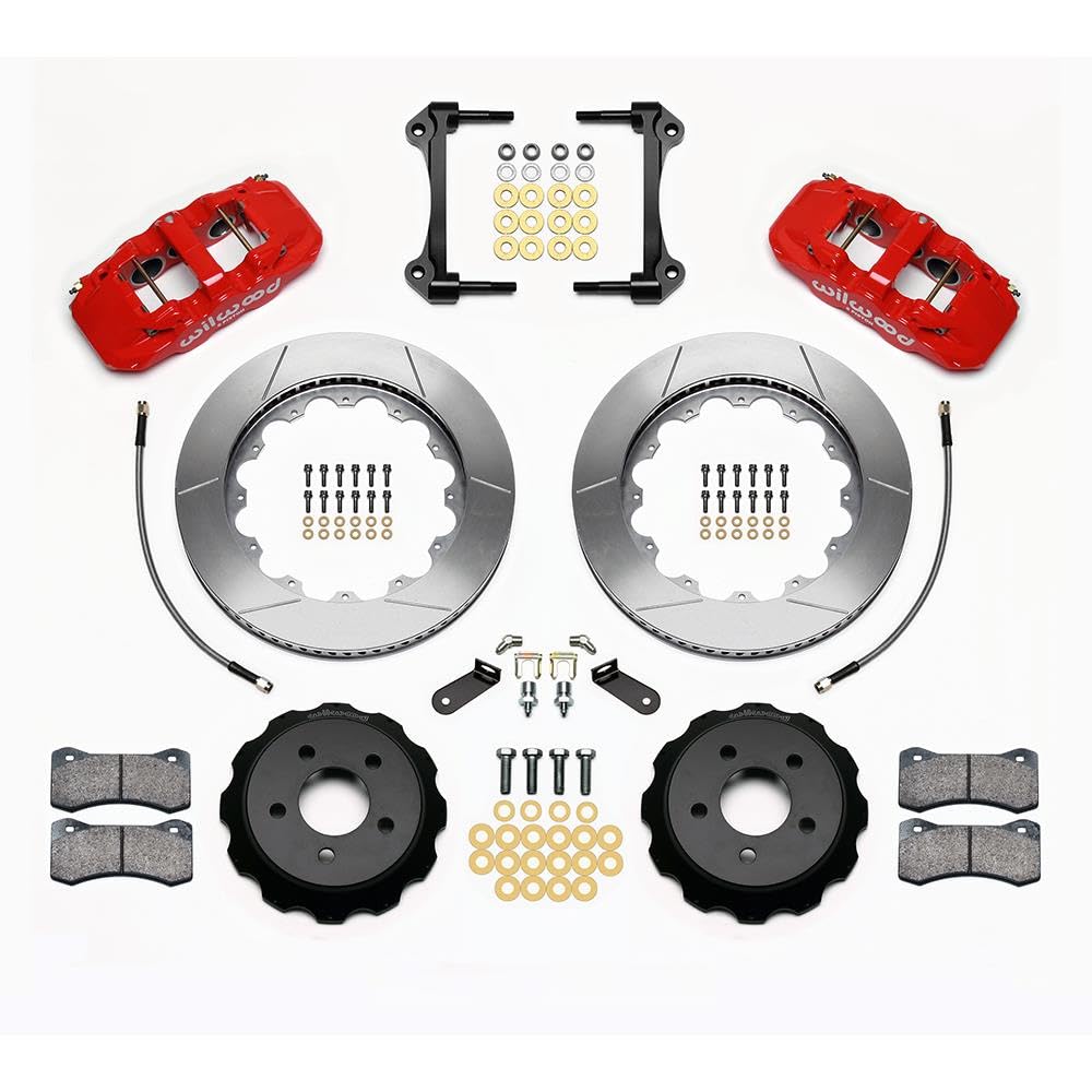AERO6 Wilwood Front Hat Kit 14.00 Red 2015-Up Mustang w/Lines