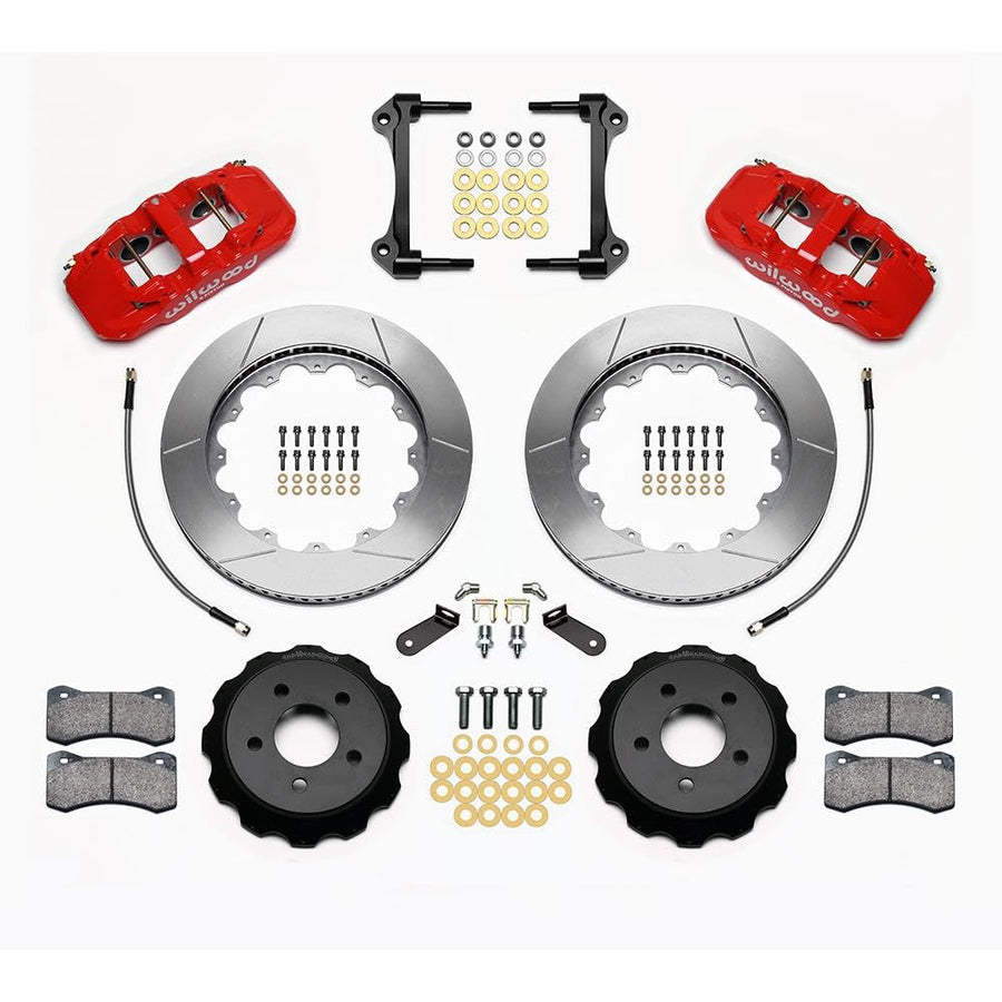 AERO6 Wilwood Front Hat Kit 14.00 Red 2015-Up Mustang w/Lines