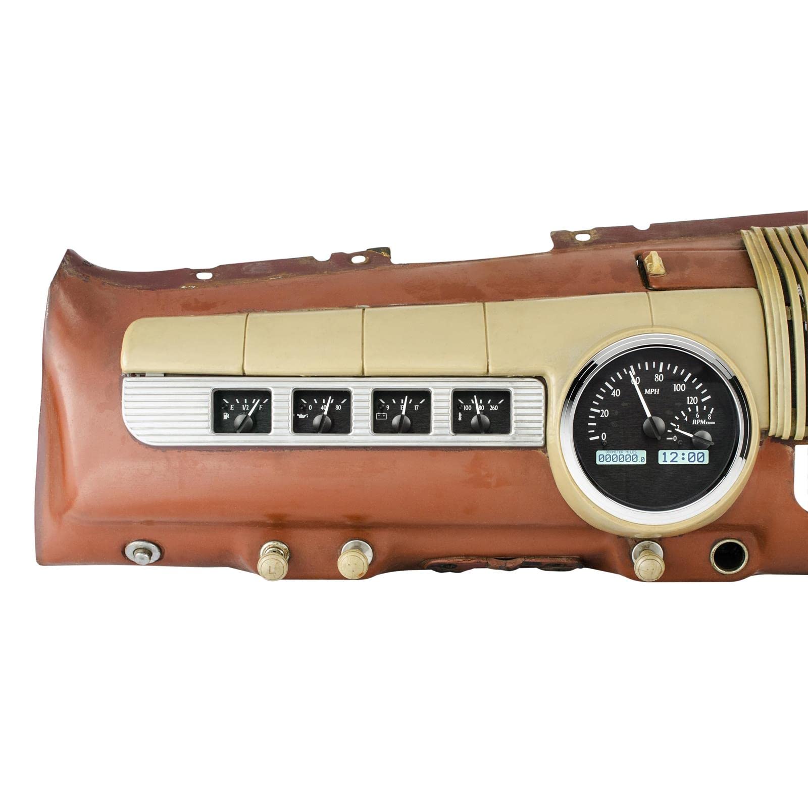 Dakota Digital VHX-42F-K-W Analog Dash Gauges System Compatible with 1942-48 Ford Car Black Alloy White Backlighting