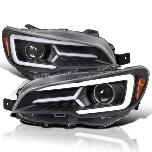 Black SPEC-D TUNING Projector Headlights w/Sequential LED Turn Signal Compatible with 2015-2021 Subaru WRX STI with Halogen Headlights, L + R Pair Headlamp Assembly