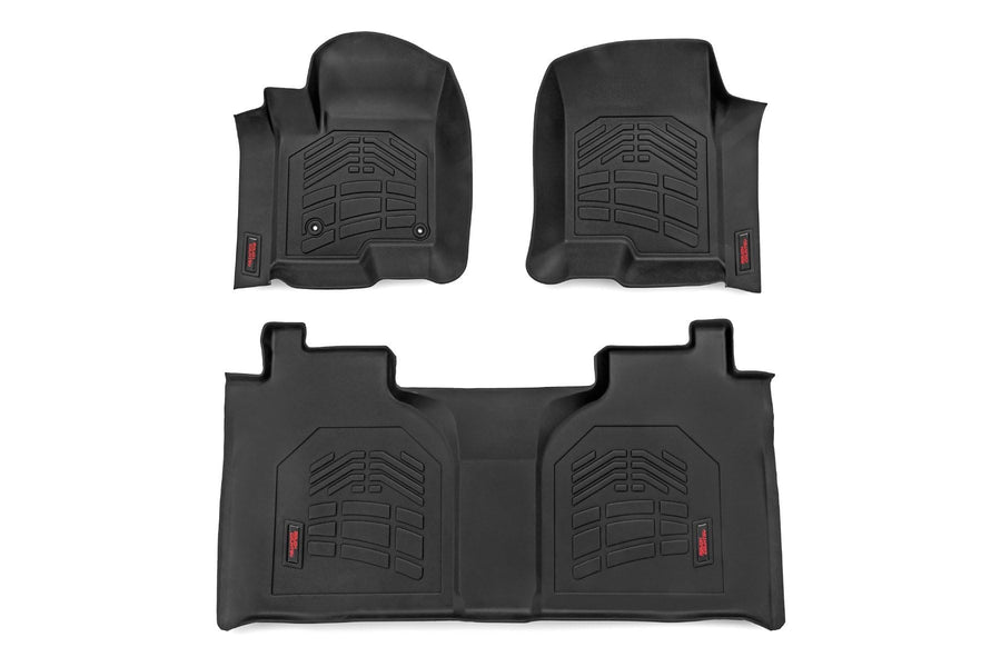 Sure-Fit Rough Country Floor Mats for Chevy Silverado & GMC Sierra 1500/2500HD/3500HD (2019-2025) Crew Cab with Bucket Seats, Front & Rear Set