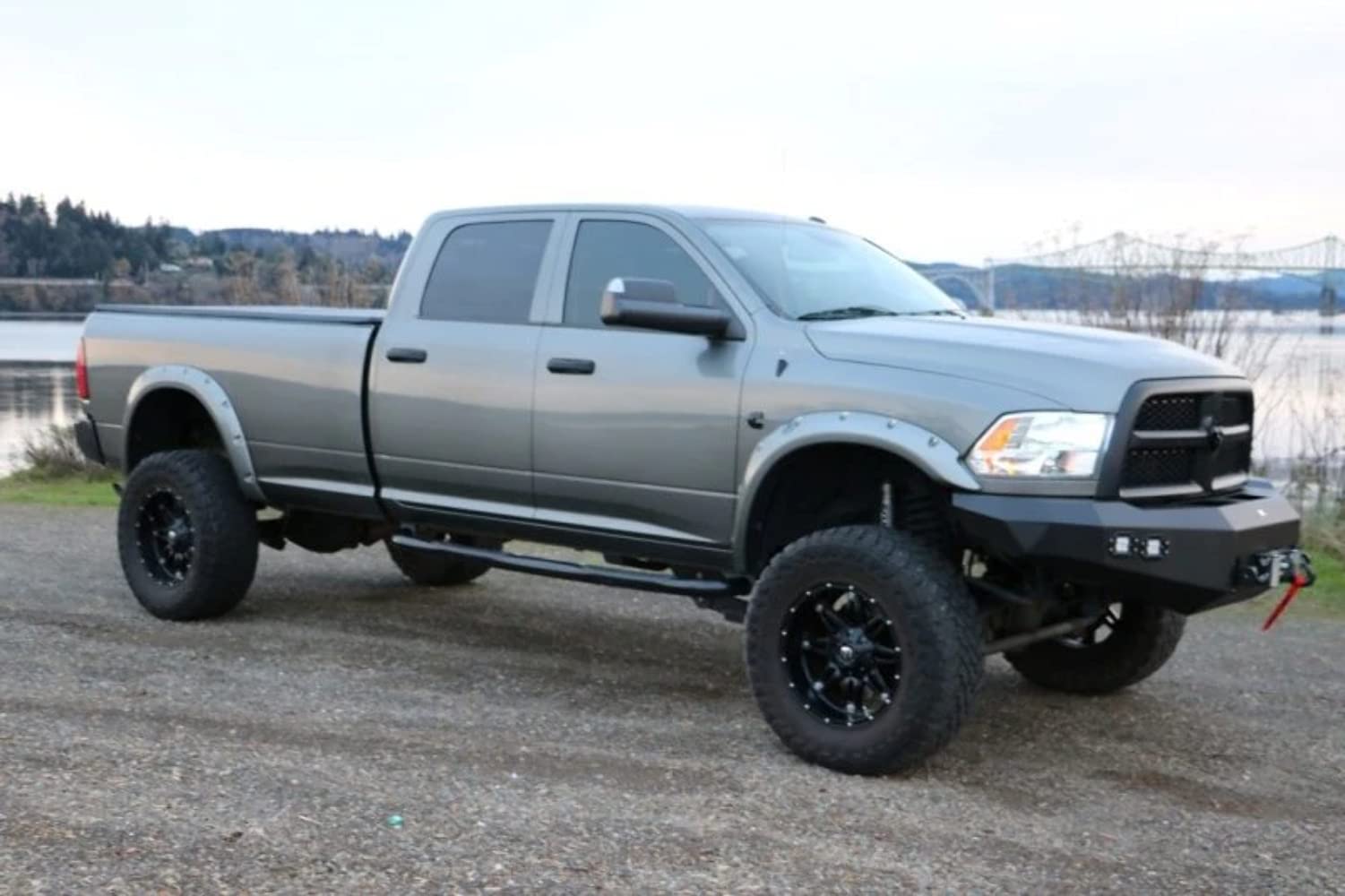 FBDR2-02 | DV8 Offroad | Front Bumper fits 2010-2018 RAM 2500/3500 Trucks | 3pc Modular Construction | Integrated Winch Mount | LED Lights Included
