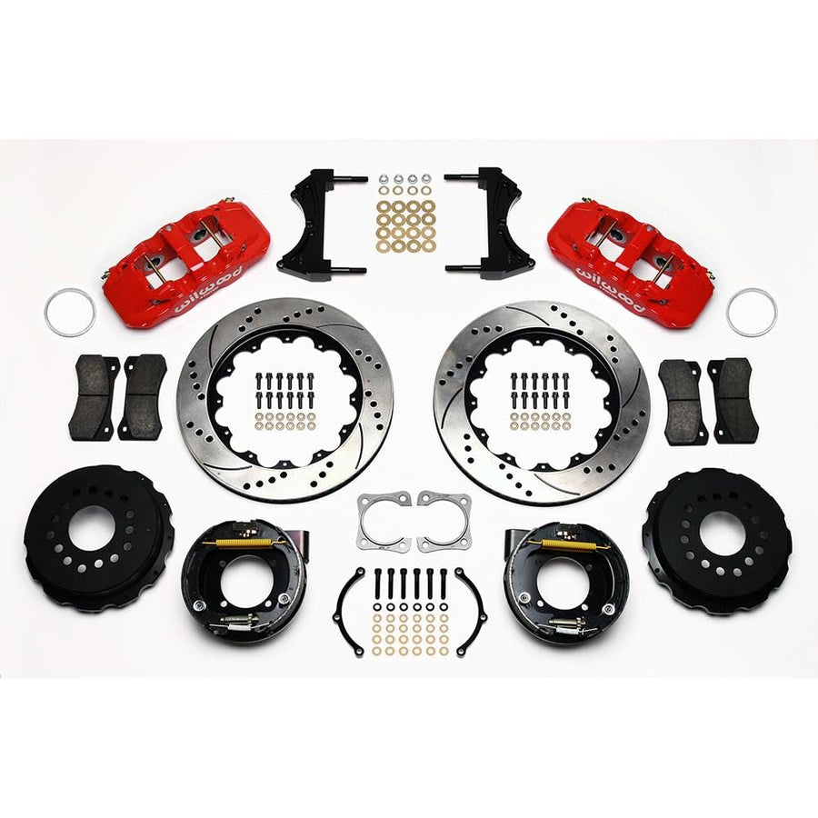 WILWOOD Rear P-Brk Kit, 140-10945-DR W4A, 14.00", Drilled, Red Chevy 12 Bolt-Spec 3.15" Brng