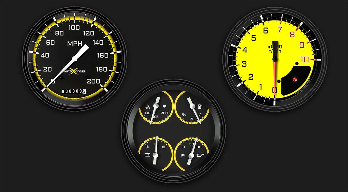 AutoCross AX53YBLF Yellow Three Gauge Set