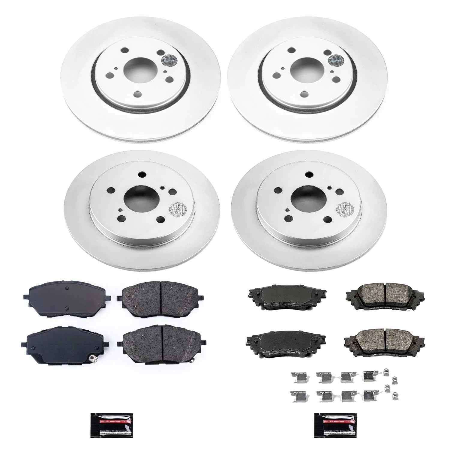 Z17 Power Stop CRK7925 | Front and Rear Coated Rotor Brake Kit-Coated Rotors and Ceramic Brake Pads For Toyota C-HR 2018 [Vehicle Specific]