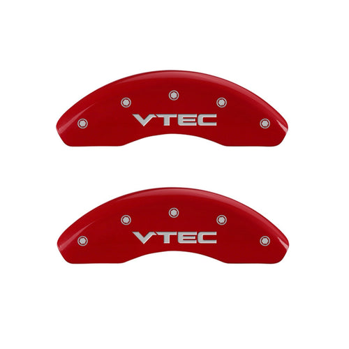 MGP Caliper Covers Front and Rear 39006SVTCRD Red Powder Coat Finish, Set of 4 (Vtech Silver Characters, Engraved)