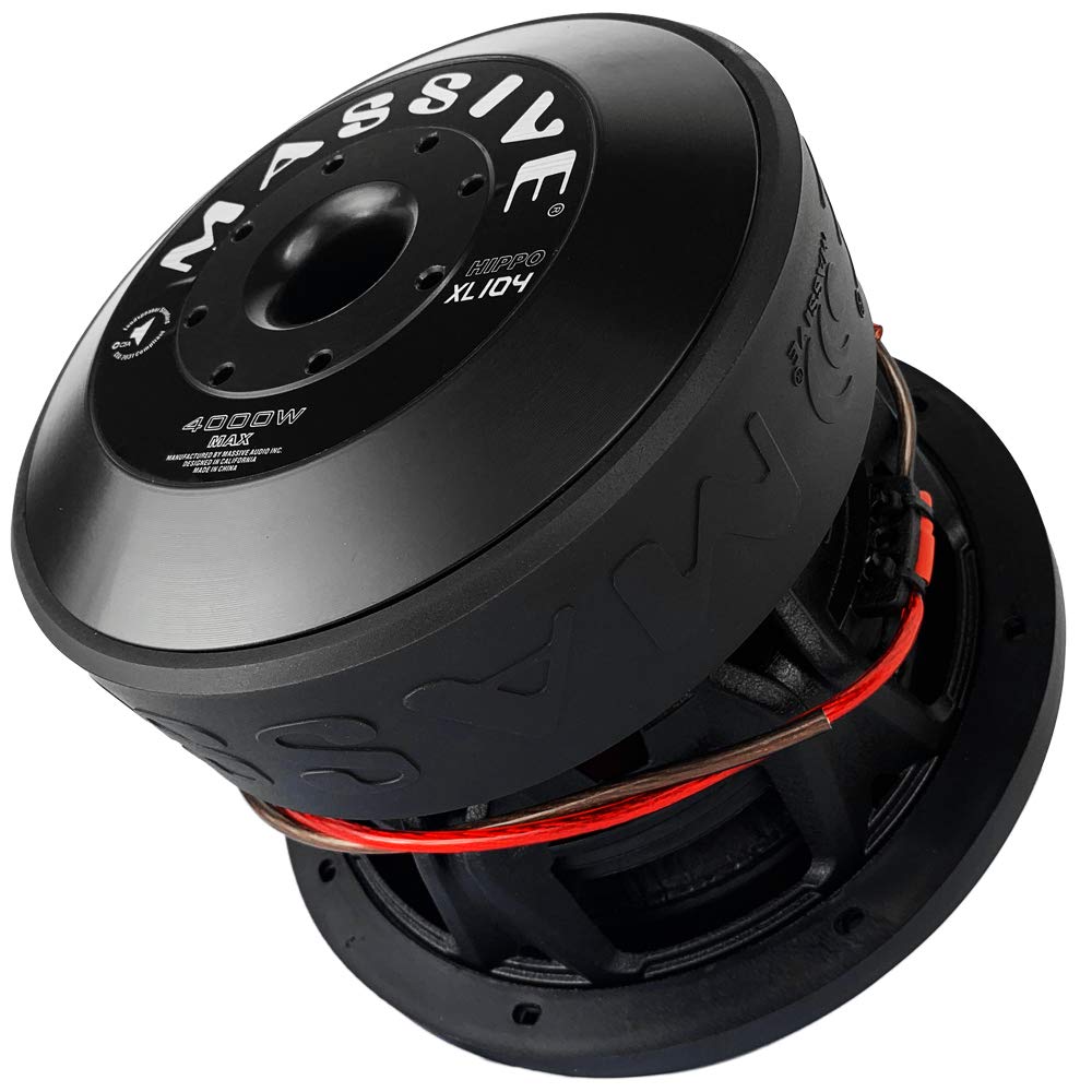 HIPPOXL104 Massive Audio – 10 Inch Car Audio Subwoofer, High Performance Subwoofer for Cars, Trucks, Jeeps - 10" Subwoofer 2000 Watt RMS, 4000w MAX Dual 4 Ohm, 3 Inch Voice Coil. Sold Individually