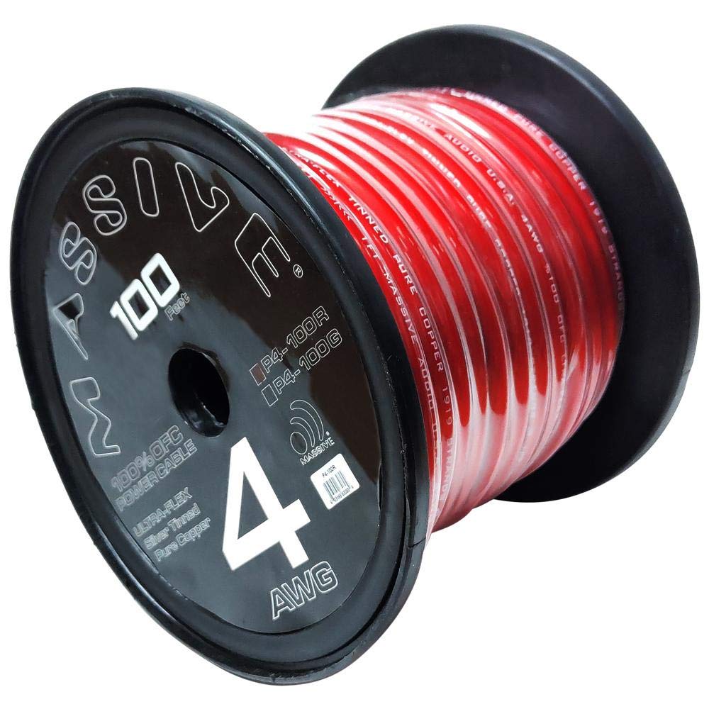 4 AWG 100% Copper Twisted Wire 100 Foot by Massive Audio