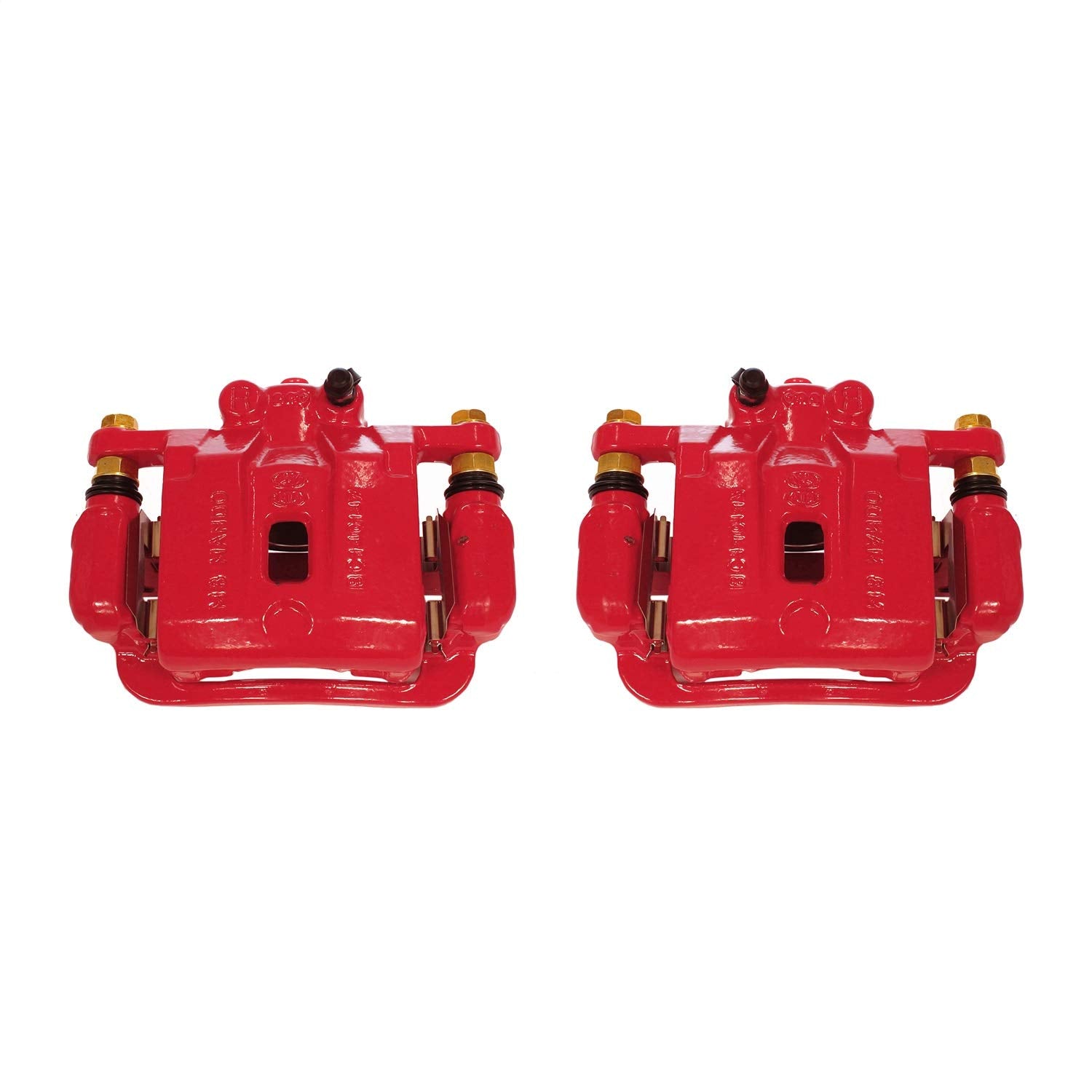 Power Stop Pair of High-Temp Red Powder Coated Rear Calipers For Hyundai Genesis Coupe 2010-2016 [Model Specific]
