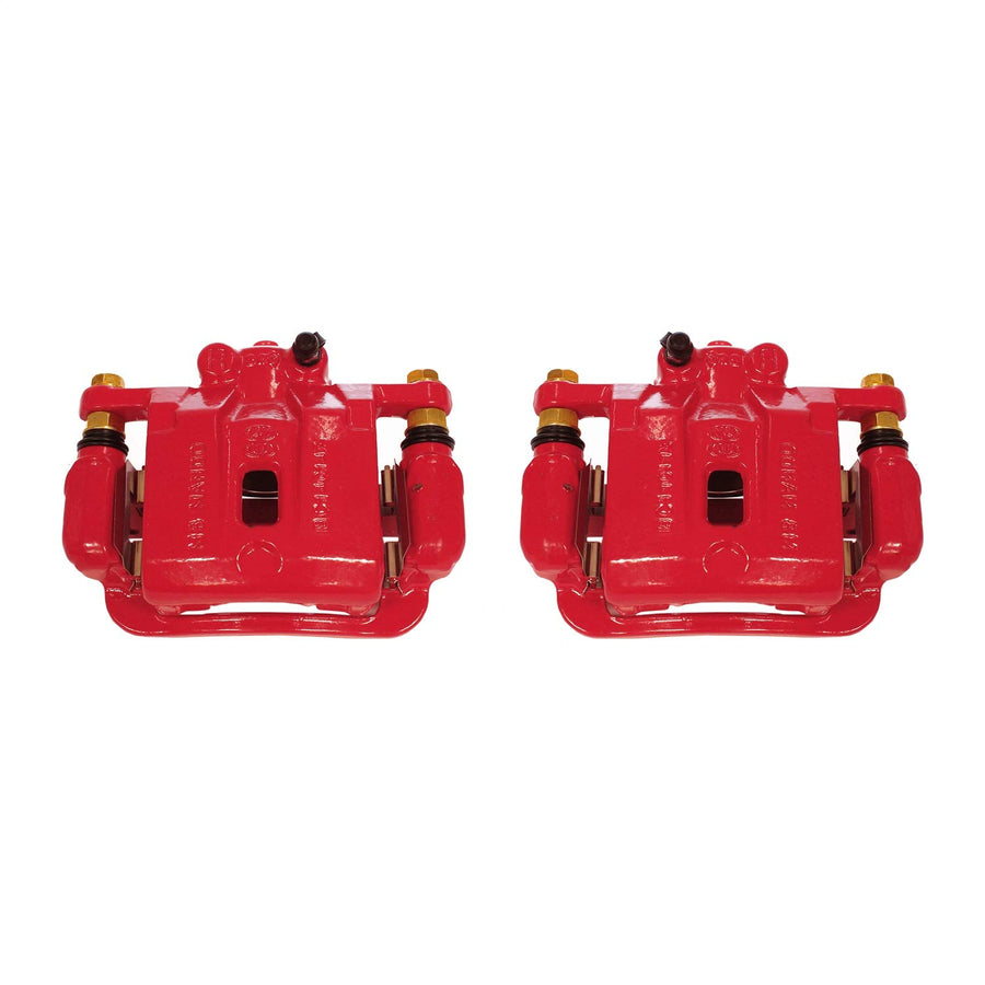 Power Stop Pair of High-Temp Red Powder Coated Rear Calipers For Hyundai Genesis Coupe 2010-2016 [Model Specific]
