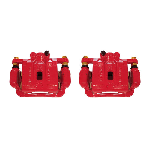 Power Stop Pair of High-Temp Red Powder Coated Rear Calipers For Hyundai Genesis Coupe 2010-2016 [Model Specific]