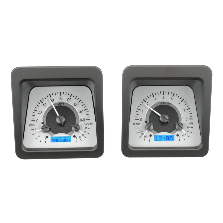 Dakota Digital VHX-69C-CAM-S-B Analog Dash Gauge System Compatible with 1969 Chevy Camaro Silver Alloy Blue Backlighting