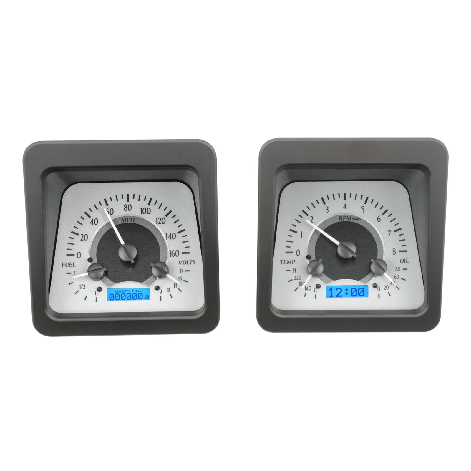 Dakota Digital VHX-69C-CAM-S-B Analog Dash Gauge System Compatible with 1969 Chevy Camaro Silver Alloy Blue Backlighting