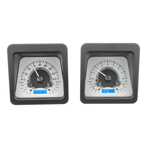Dakota Digital VHX-69C-CAM-S-B Analog Dash Gauge System Compatible with 1969 Chevy Camaro Silver Alloy Blue Backlighting