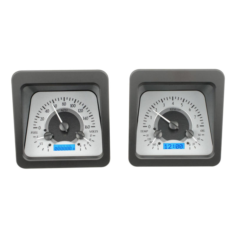 Dakota Digital VHX-69C-CAM-S-B Analog Dash Gauge System Compatible with 1969 Chevy Camaro Silver Alloy Blue Backlighting