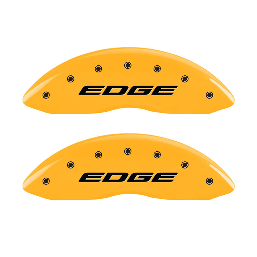 Caliper Covers MGP 10241SEDEYL Yellow (Set of 4, Engraved Front and Rear: EDGE/2015, Yellow powder coat finish, black characters)