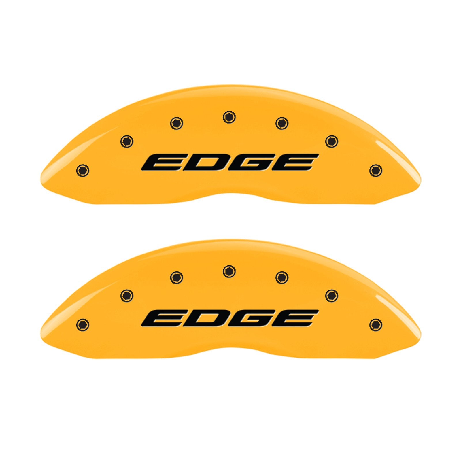 Caliper Covers MGP 10242SEDEYL Yellow (Set of 4, Engraved Front and Rear: EDGE/2015, Yellow powder coat finish, black characters)