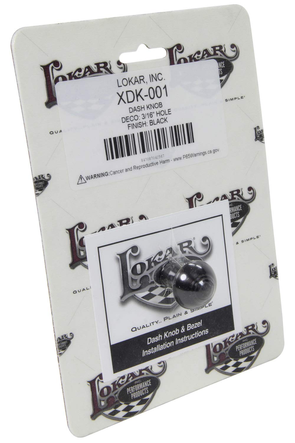 XDK-001 Lokar Performance Products Dash Knob - Deco - 3/16" Hole - Black